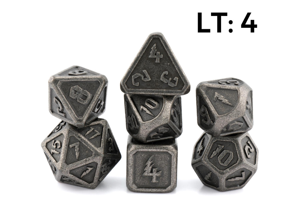 Lightning Metal DnD Dice Set: 7-Piece Heavy RPG Dice