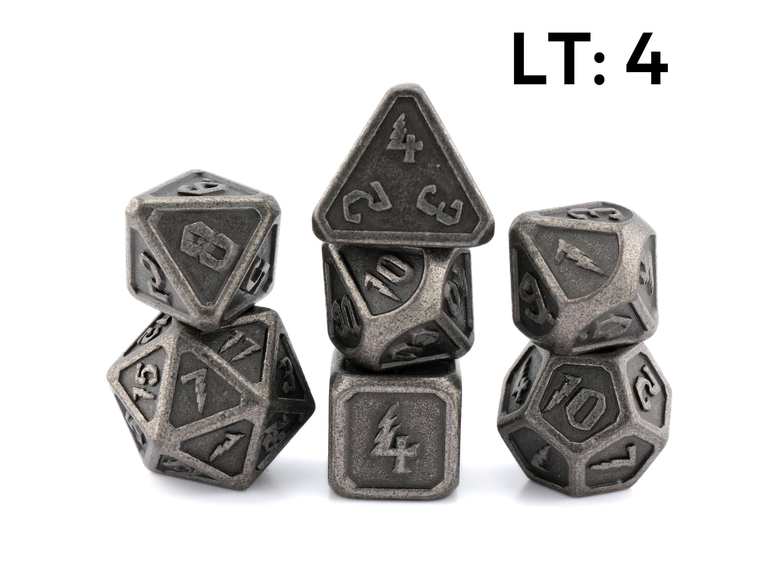 Lightning Metal DnD Dice Set: 7-Piece Heavy RPG Dice