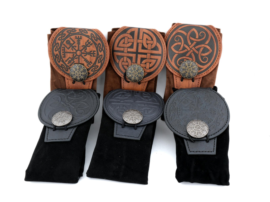 Nordic Leather and Velvet Dice Bag: Converts to Rolling Mat for Dungeons and Dragons