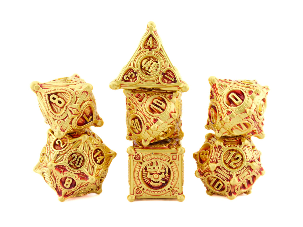 Joker Metal DnD Dice Set: Skull Clown, Playing Card RPG Dice