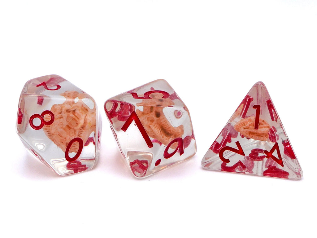 Dinosaur Bone Resin DnD Dice Set: 7 Piece Fossil RPG Dice