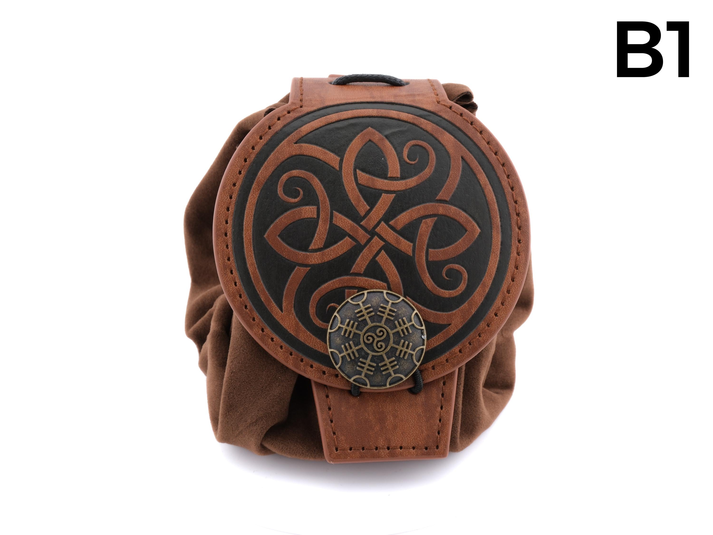 Nordic Leather and Velvet Dice Bag: Converts to Rolling Mat for Dungeons and Dragons