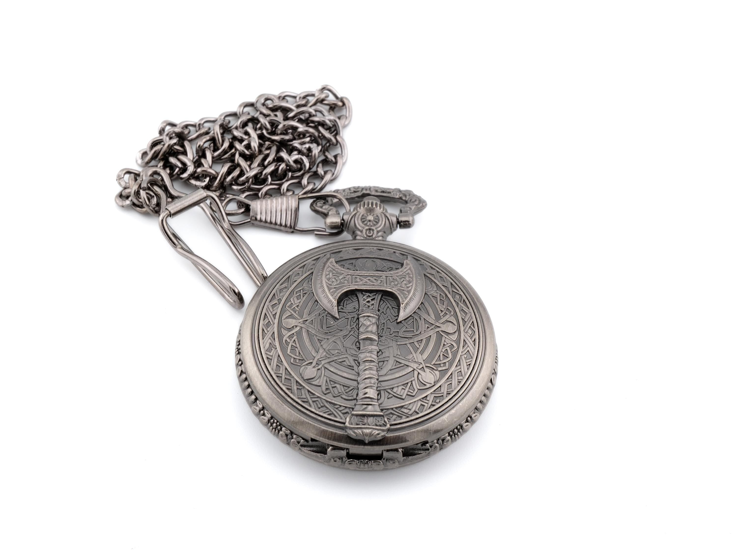 Battle Axe Pocket Watch DnD Dice Set: Mini Metal RPG Dice