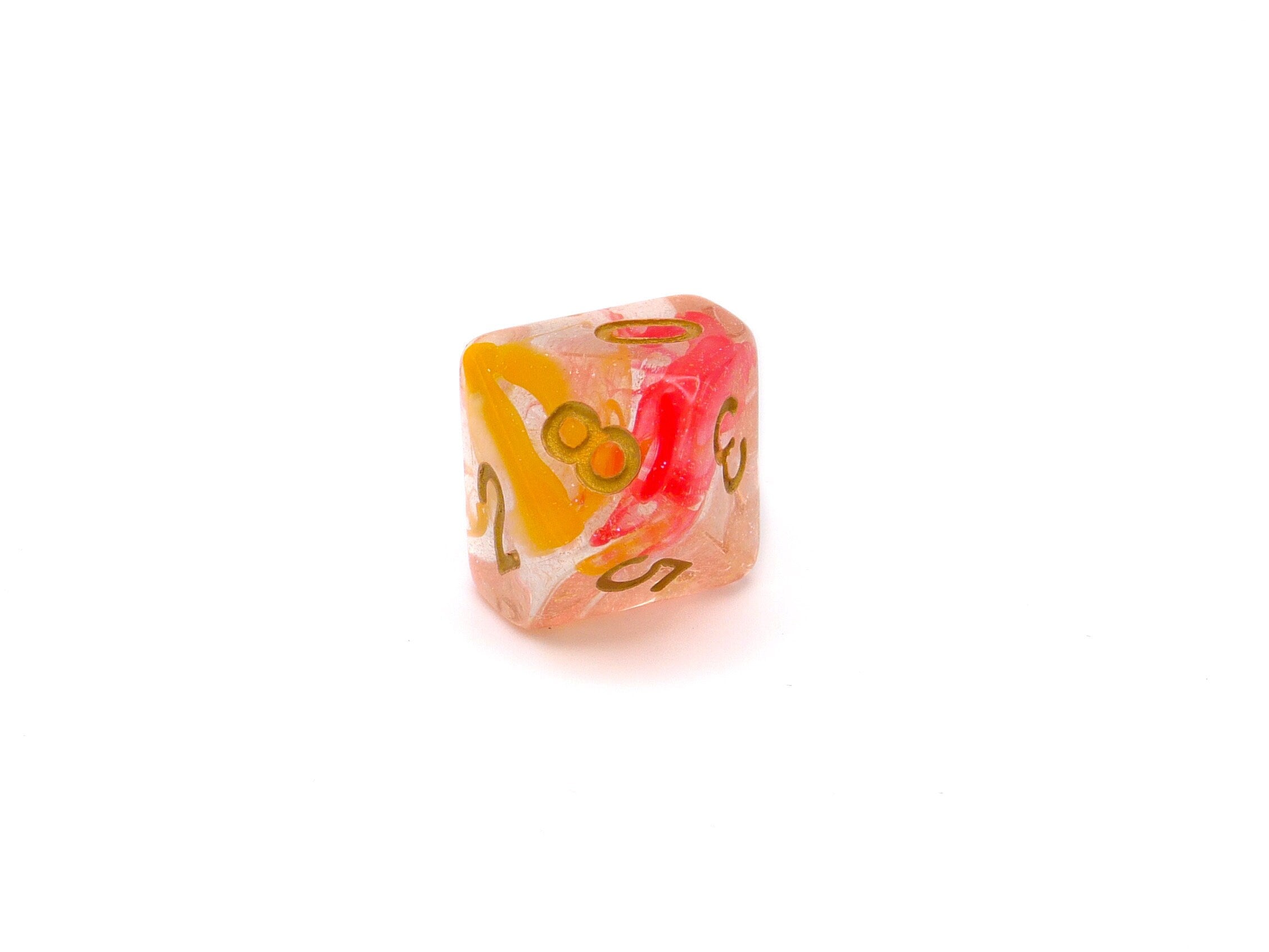 Peach Swirl Resin DnD Dice Set: 7 Piece RPG Dice