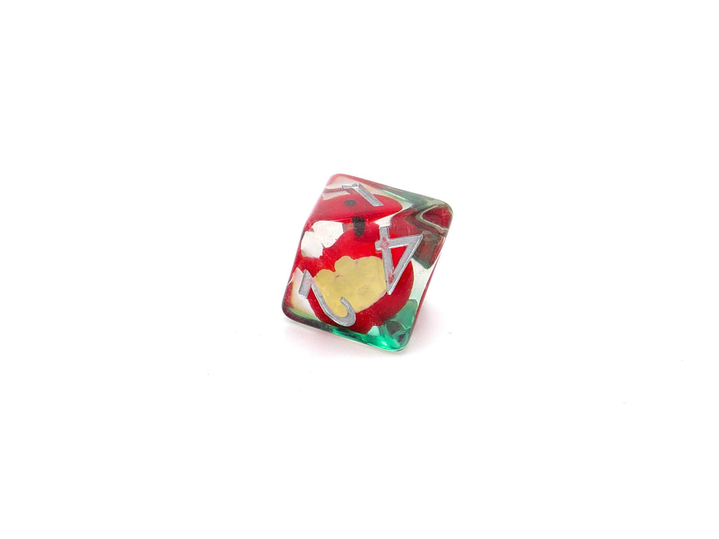 Apple Resin DnD Dice Set: 7 Piece Bitten Fruit RPG Dice