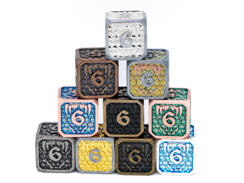 Dragon Forge Metal DnD Dice | 7 Piece RPG Dice Set | Dragon Teeth | Helm and Shield | Dungeons and Dragons | TTRPG | Gamer Gift