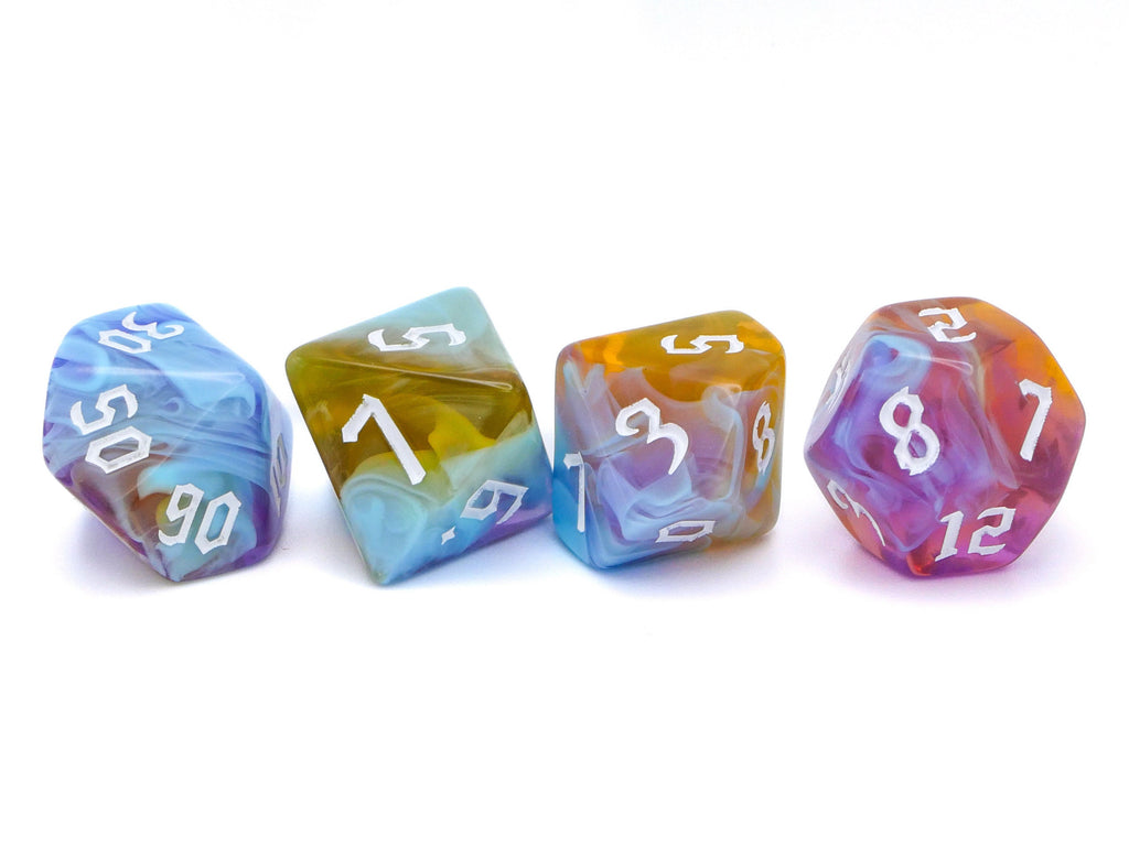 Ethereal Blaze Acrylic DnD Dice Set: 7 Piece RPG Dice
