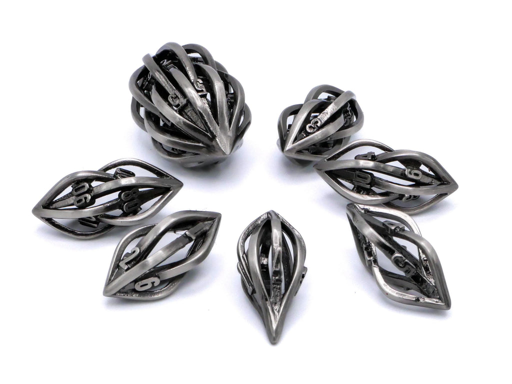 Arcanum Metal DnD Dice Set: Carved Hollow RPG Dice