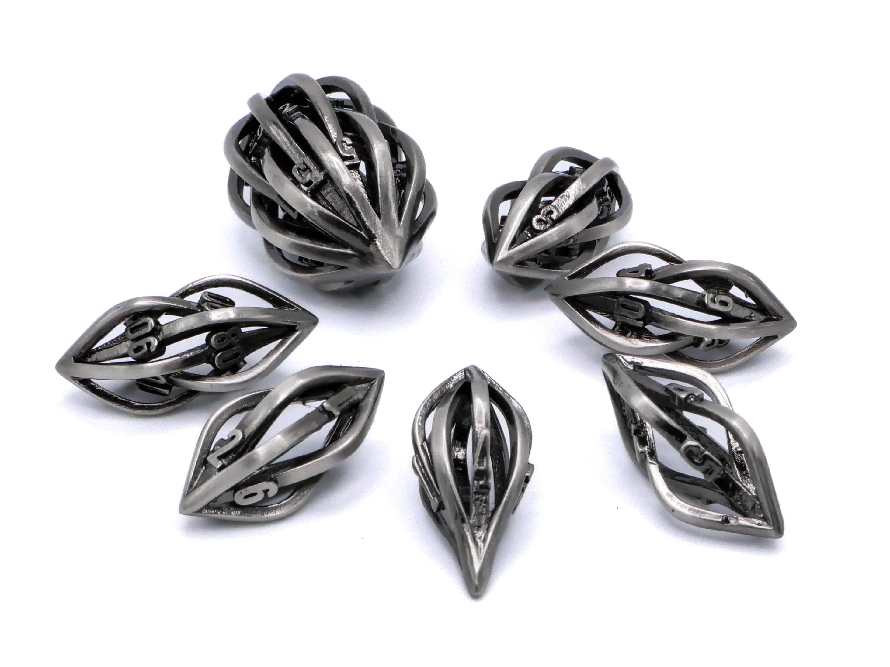 Arcanum Metal DnD Dice Set: Carved Hollow RPG Dice