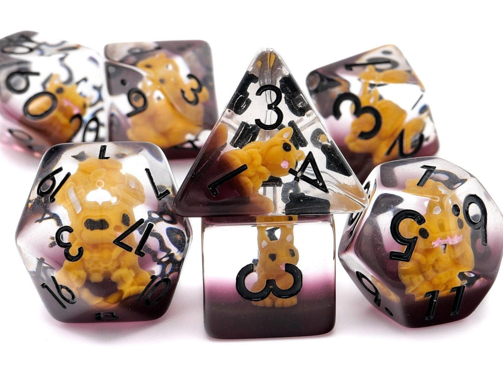 Squirrel Resin DnD Dice Set: 7-Piece Animal RPG Dice
