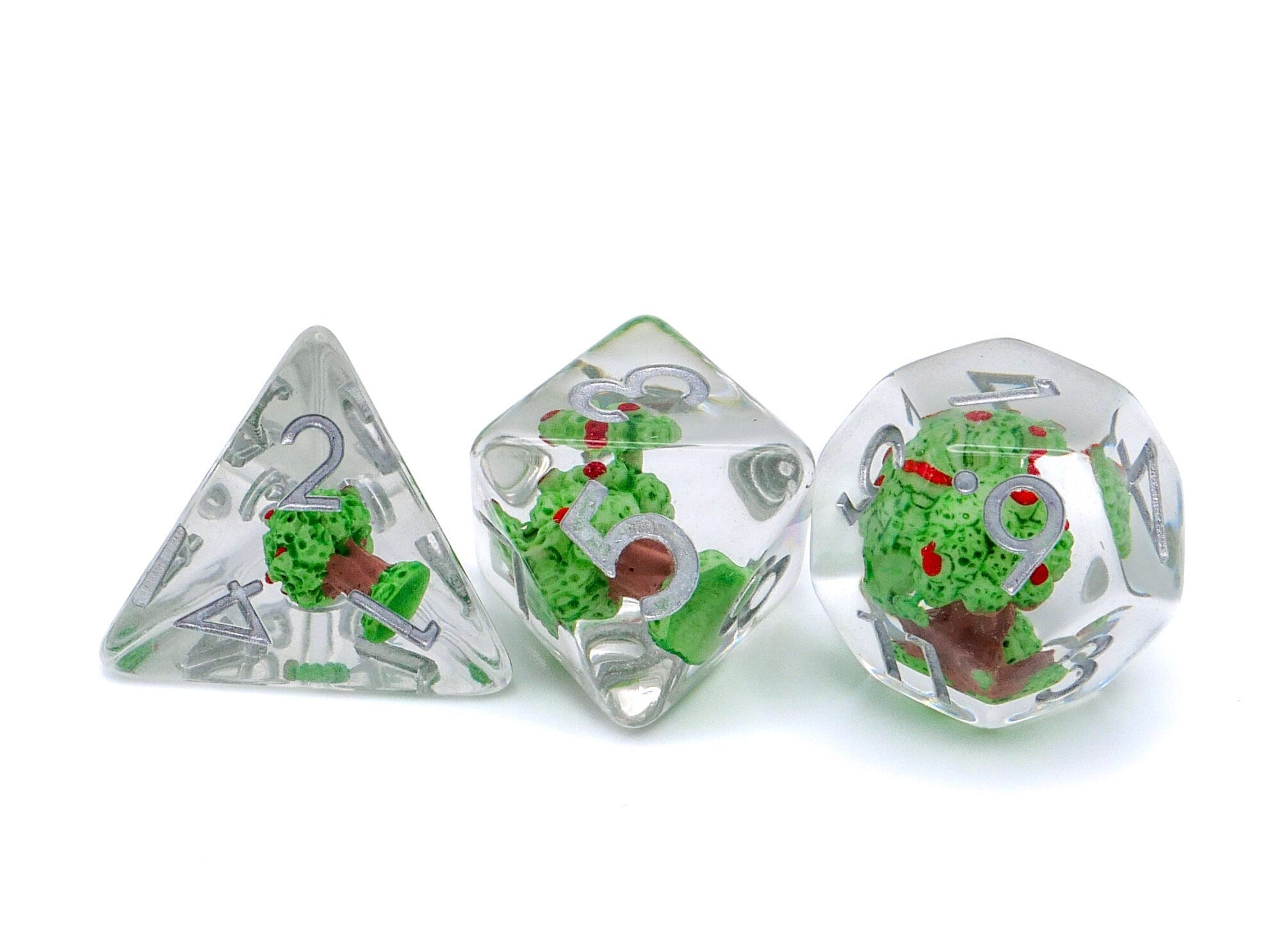 Apple Tree Resin DnD Dice Set: 7 Piece Plant RPG Dice