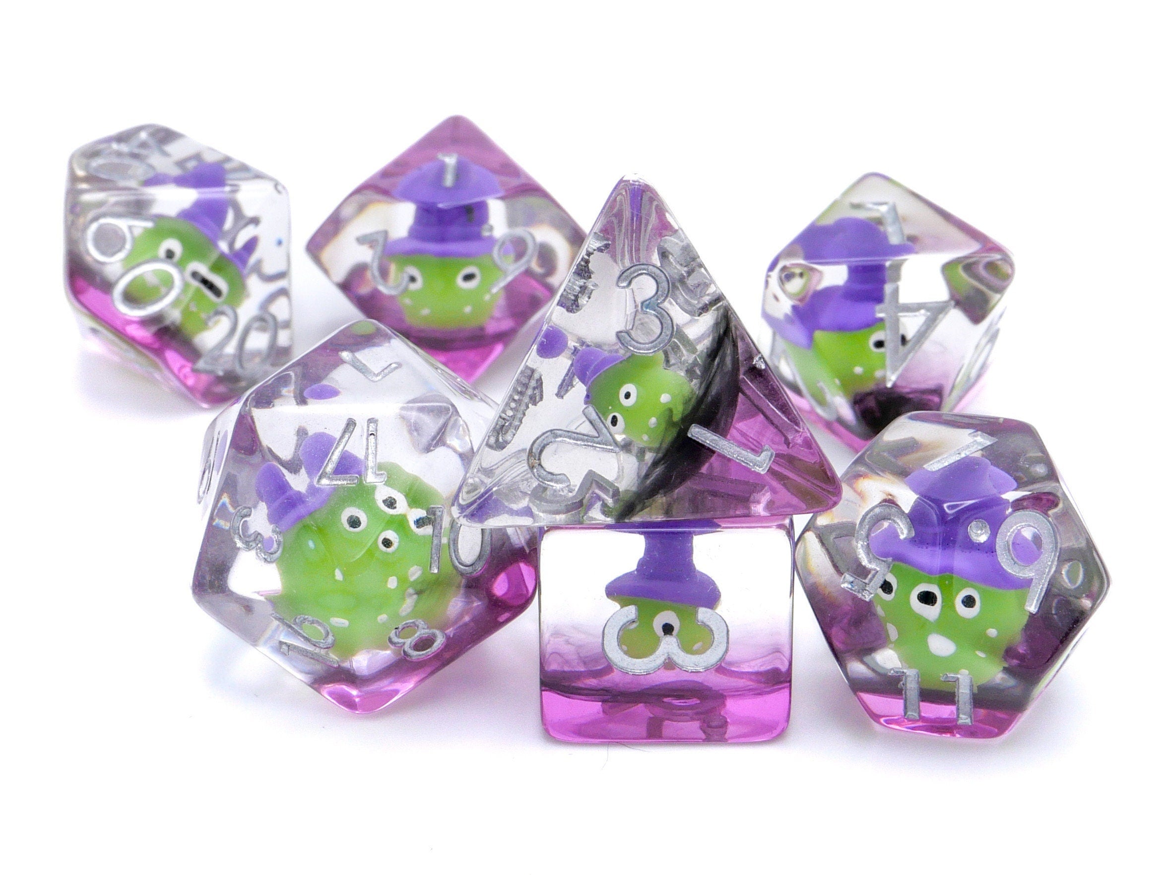 Alien Witch Resin DnD Dice Set: 7 Piece RPG Dice