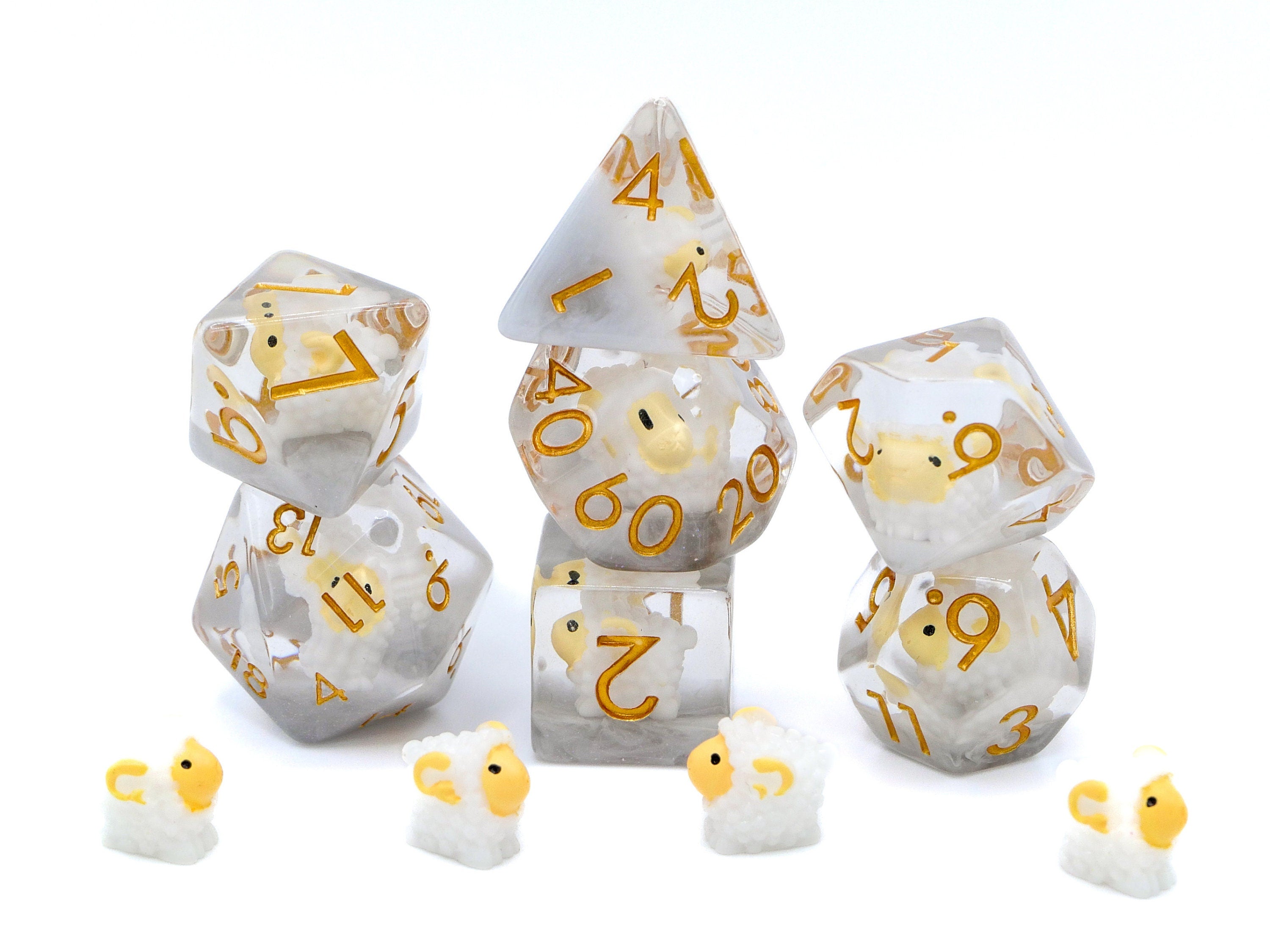 Sheep DnD Dice Set: 7-Piece Resin RPG Dice