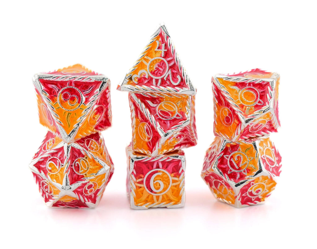 Sun Metal DnD Dice Set: 7-Piece Colorful RPG Dice for Dungeons and Dragons