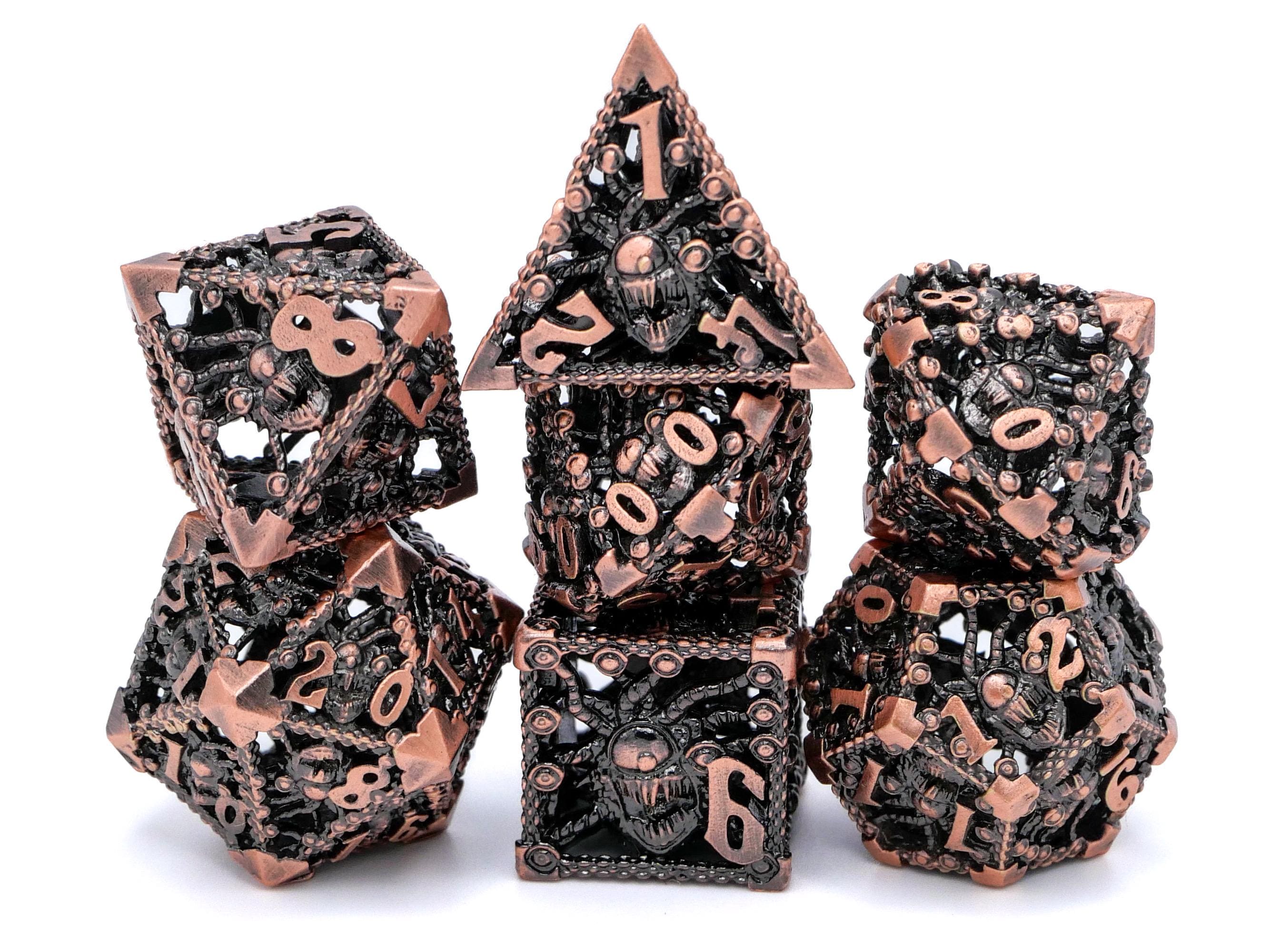 Beholder Hollow Metal DnD Dice Set: 7-Piece Spectator RPG Dice