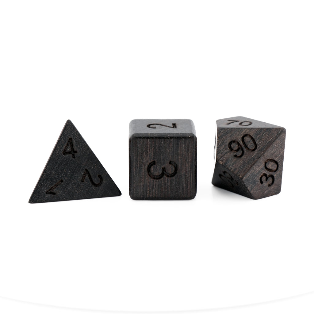 Gothic Dark Wood RPG Dice Set - Ebonized Finish for D&D & Tabletop