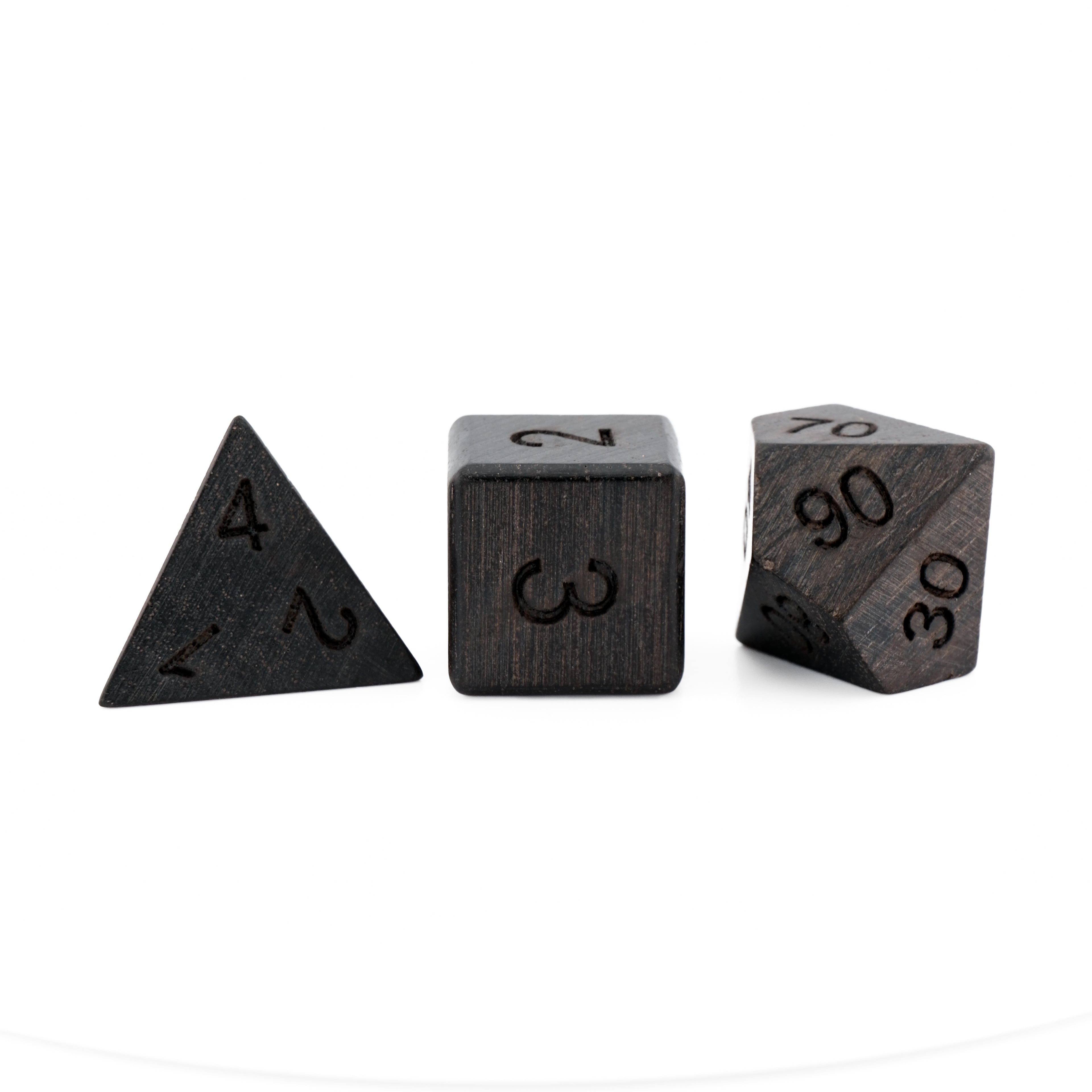 Gothic Dark Wood RPG Dice Set - Ebonized Finish for D&D & Tabletop
