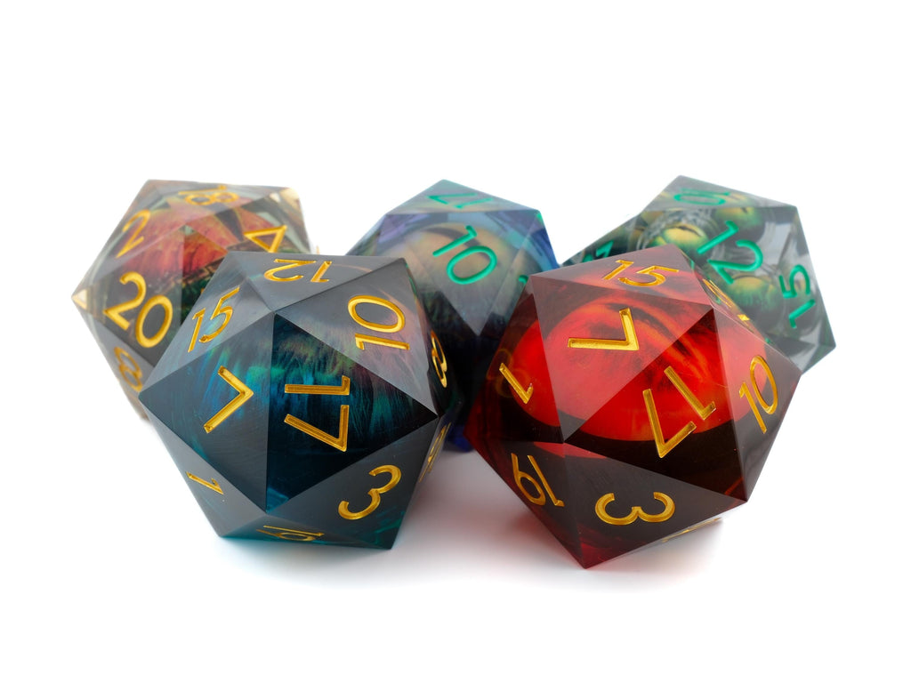 Mystery DnD Dice Set: Resin, Metal, Silicone, 7 Piece, Large D20 RPG Dice