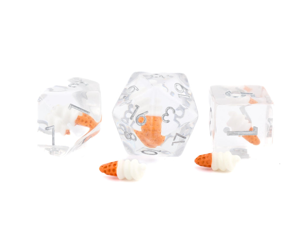 Ice Cream Resin DnD Dice Set: 7 Piece Dessert RPG Dice