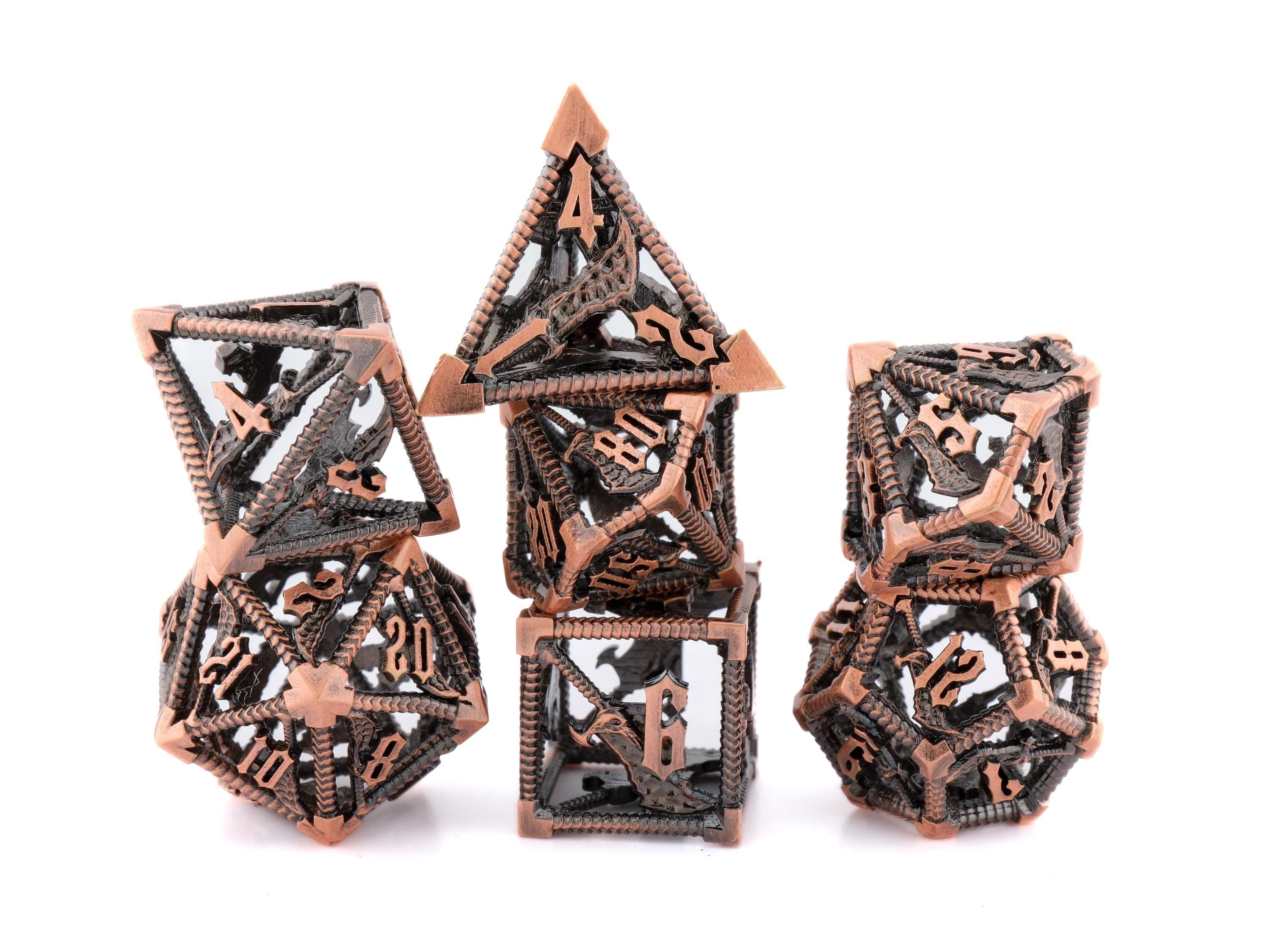 Blades Of Chaos Hollow Metal DnD Dice Set: 7 Piece God Of War RPG Dice