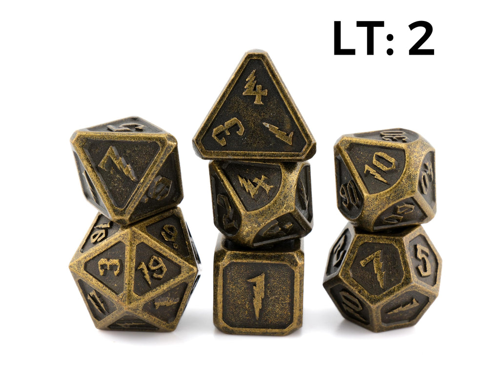 Lightning Metal DnD Dice Set: 7-Piece Heavy RPG Dice