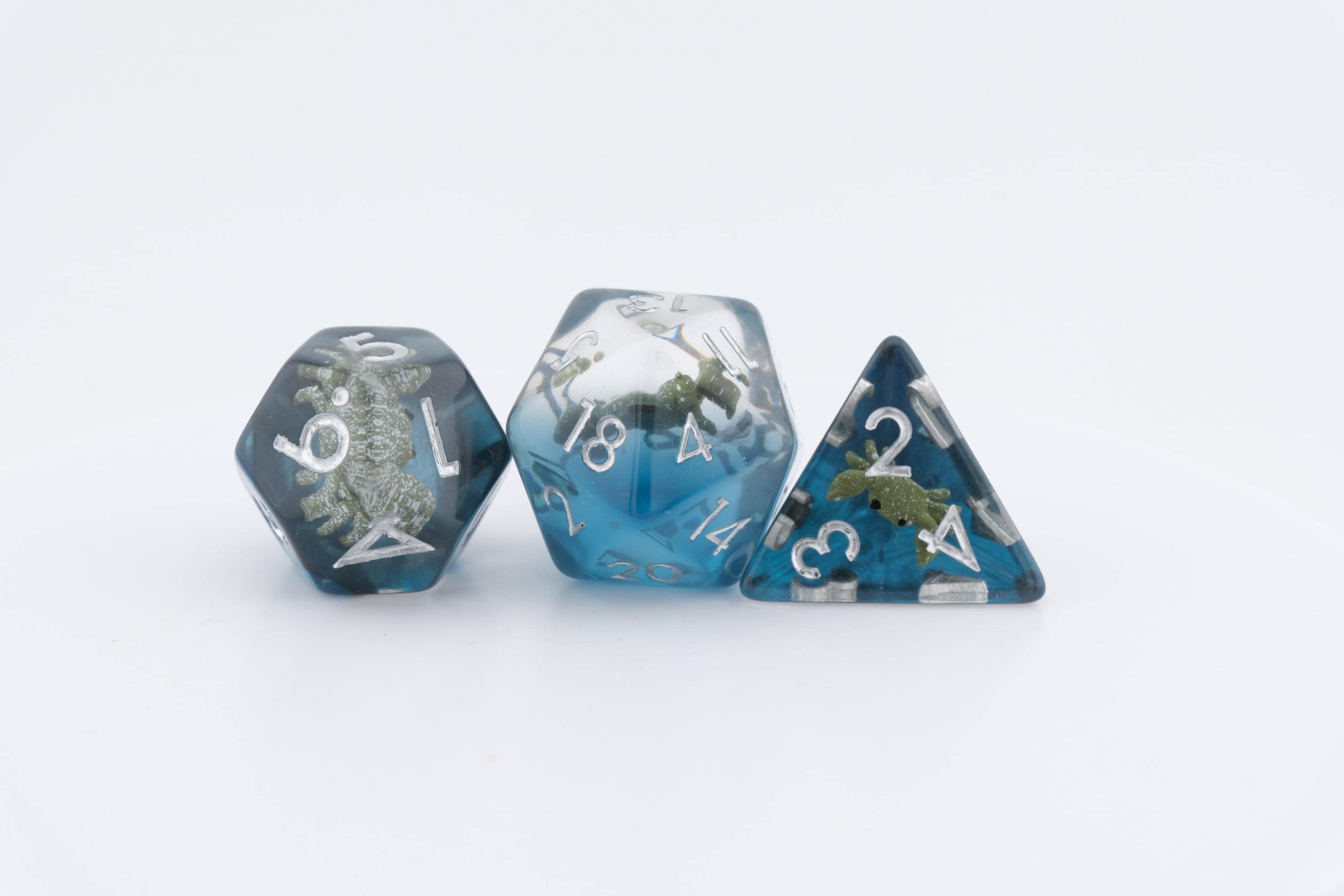 Crab Resin DnD Dice Set: 7 Piece Clawed Crustacean RPG Dice