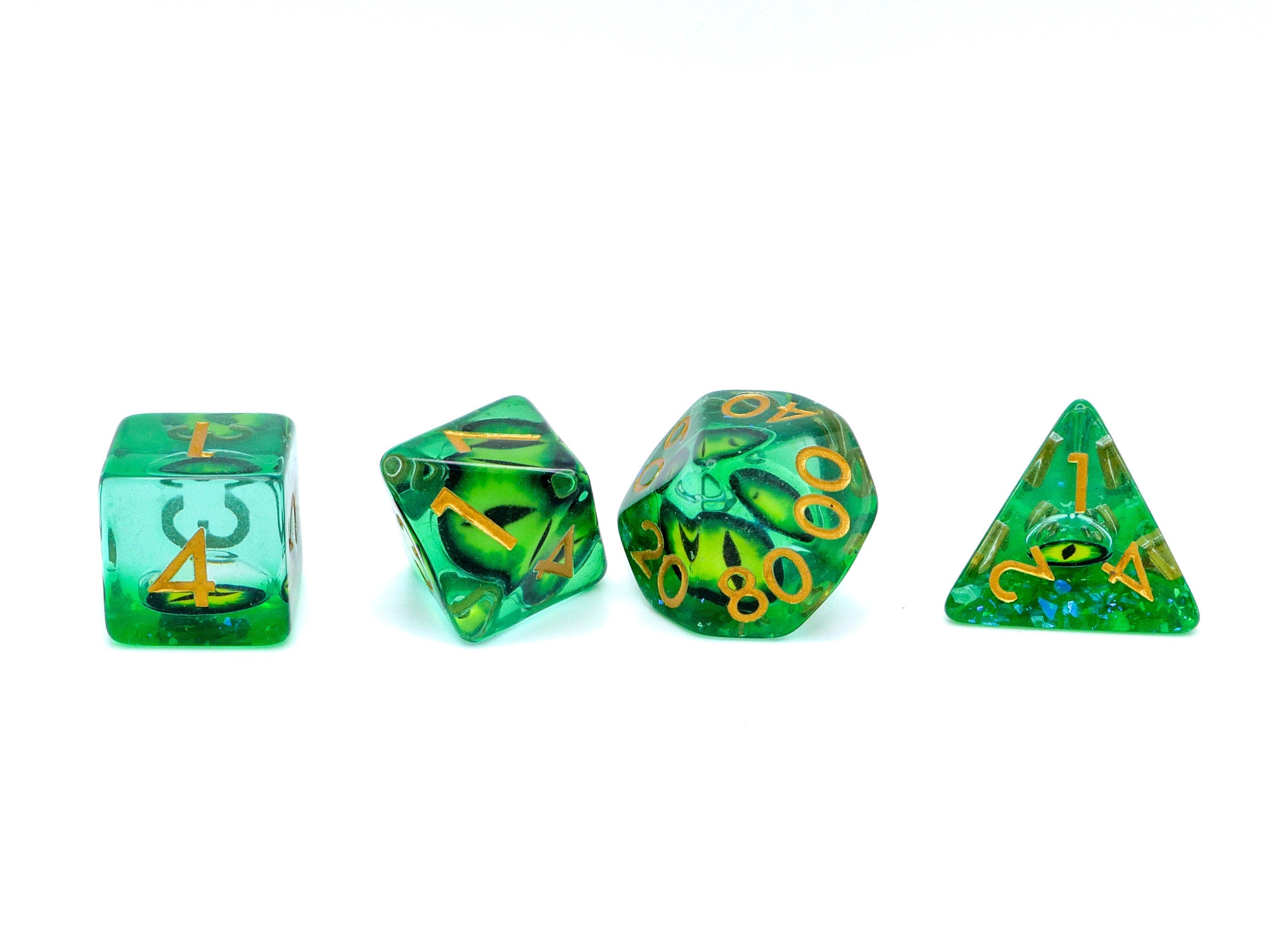 Dragon Eye Resin DnD Dice Set: 7 Piece RPG Dice