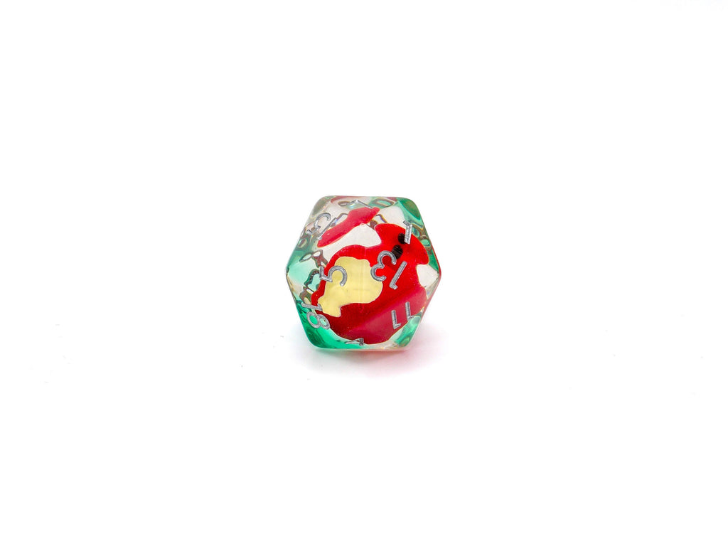 Apple Resin DnD Dice Set: 7 Piece Bitten Fruit RPG Dice