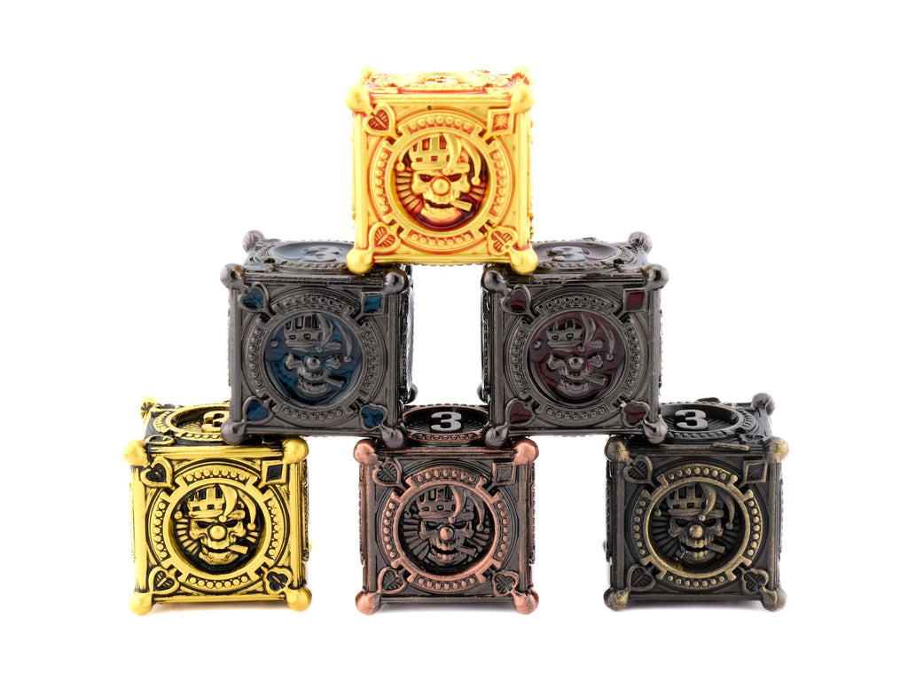 Joker Metal DnD Dice Set: Skull Clown, Playing Card RPG Dice