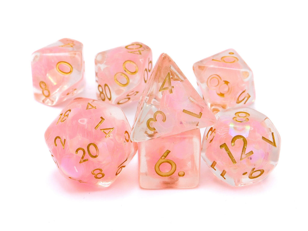 Flamingo Storm Resin DnD Dice Set: 7-Piece RPG Dice
