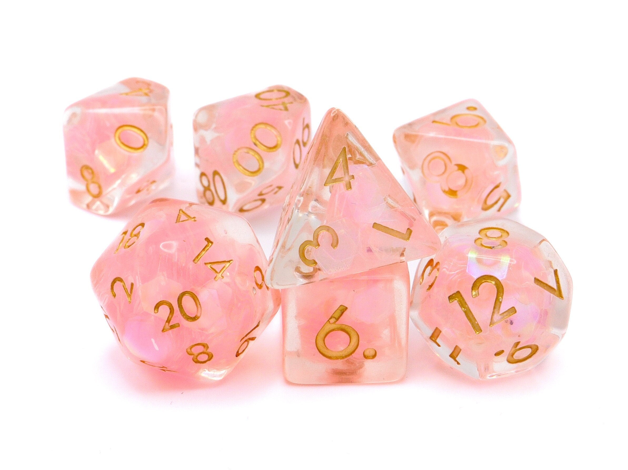 Flamingo Storm Resin DnD Dice Set: 7-Piece RPG Dice