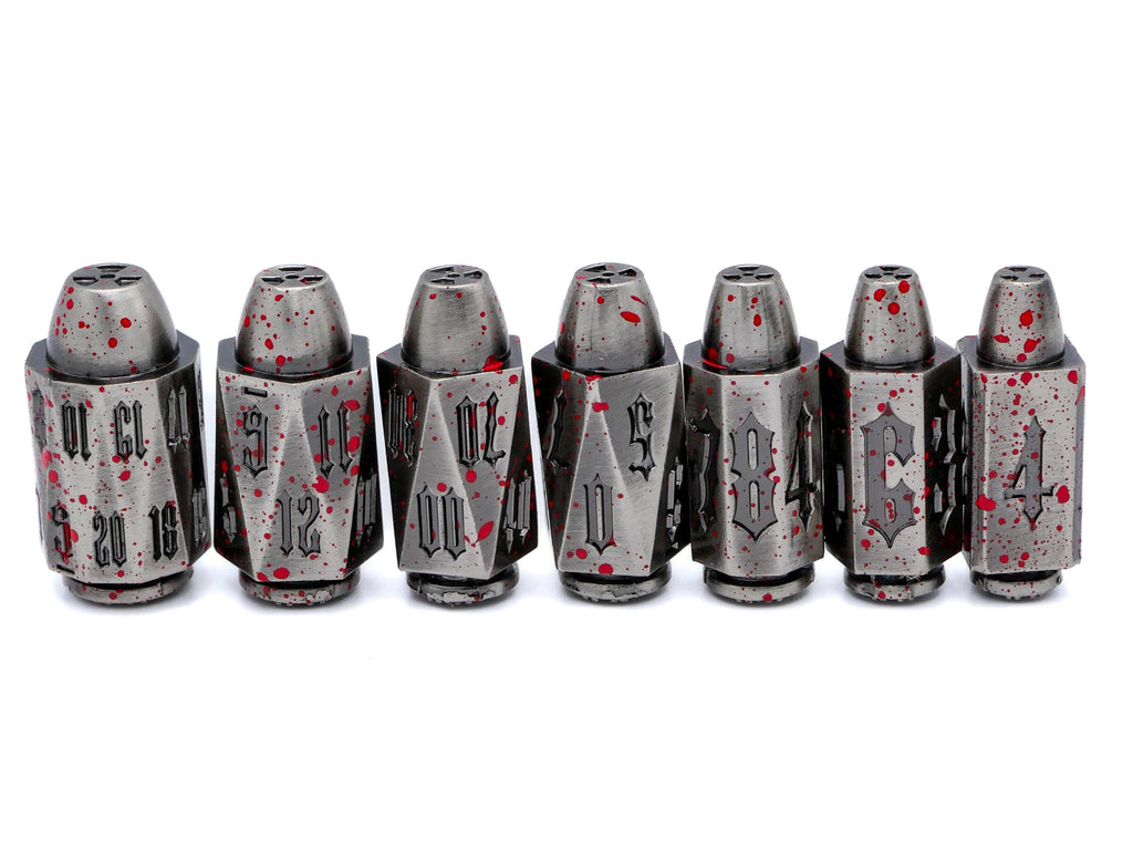 Bullet Metal DnD Dice Set | 7 Piece RPG Dice Set | Ammo Dice | Dungeons & Dragons | Weapon Ammo | Tabletop RPG | Nerdy Gamer Gift