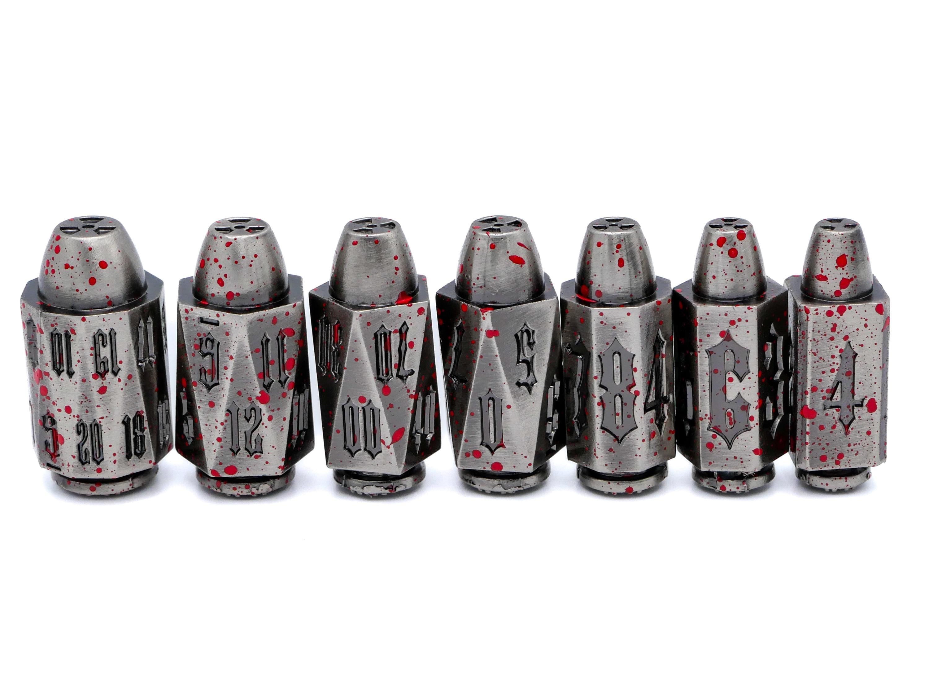 Bullet Metal DnD Dice Set | 7 Piece RPG Dice Set | Ammo Dice | Dungeons & Dragons | Weapon Ammo | Tabletop RPG | Nerdy Gamer Gift