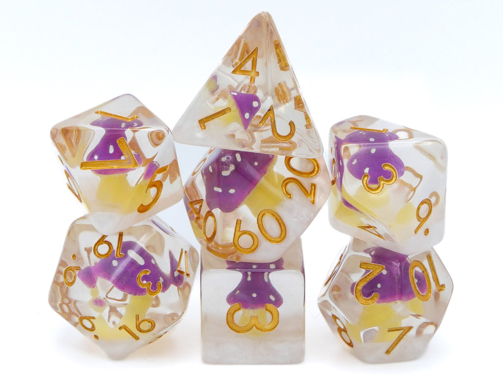Mushroom Reain DnD Dice Set: 7 Piece Fungus RPG Dice, 10+ Colors