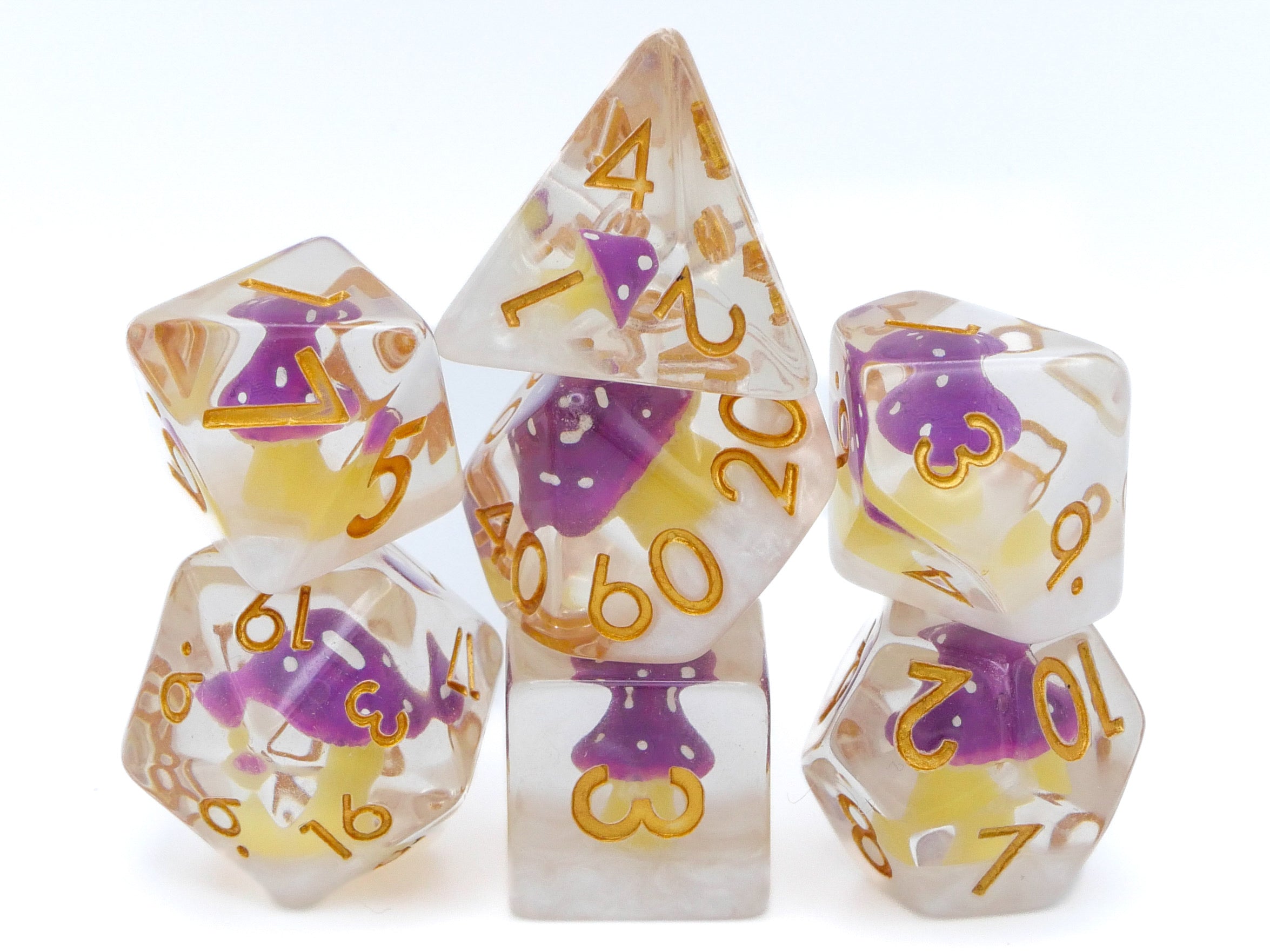 Mushroom Reain DnD Dice Set: 7 Piece Fungus RPG Dice, 10+ Colors