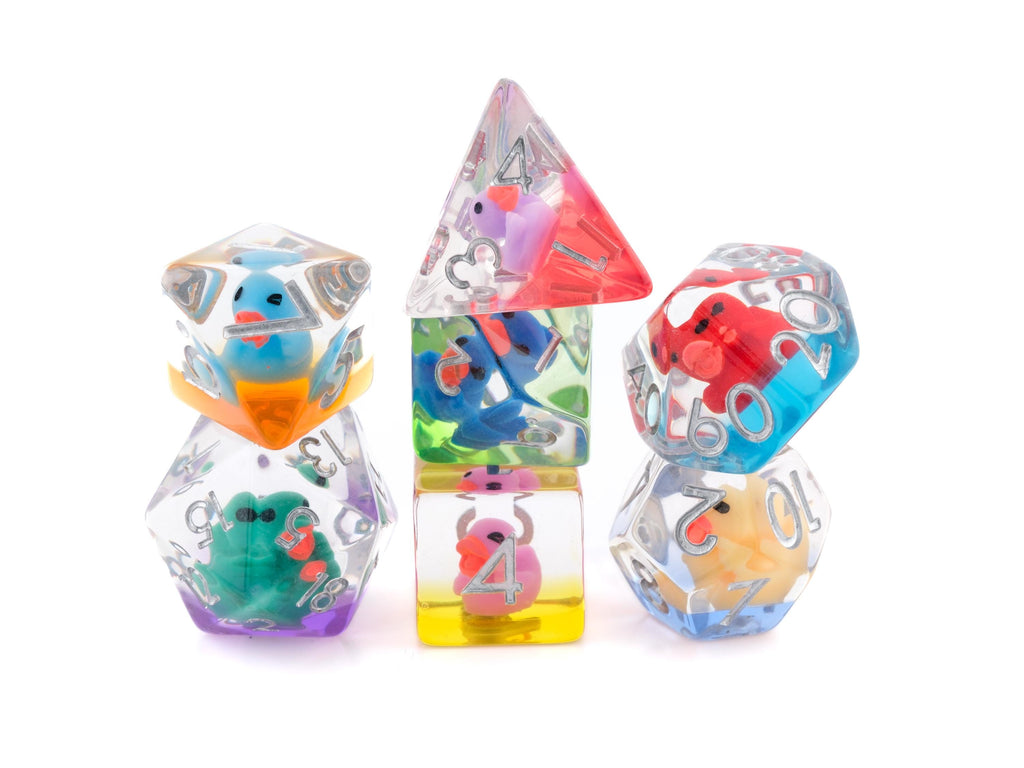 Rubber Duck Resin DnD Dice Set: 7-Piece Bird RPG Dice