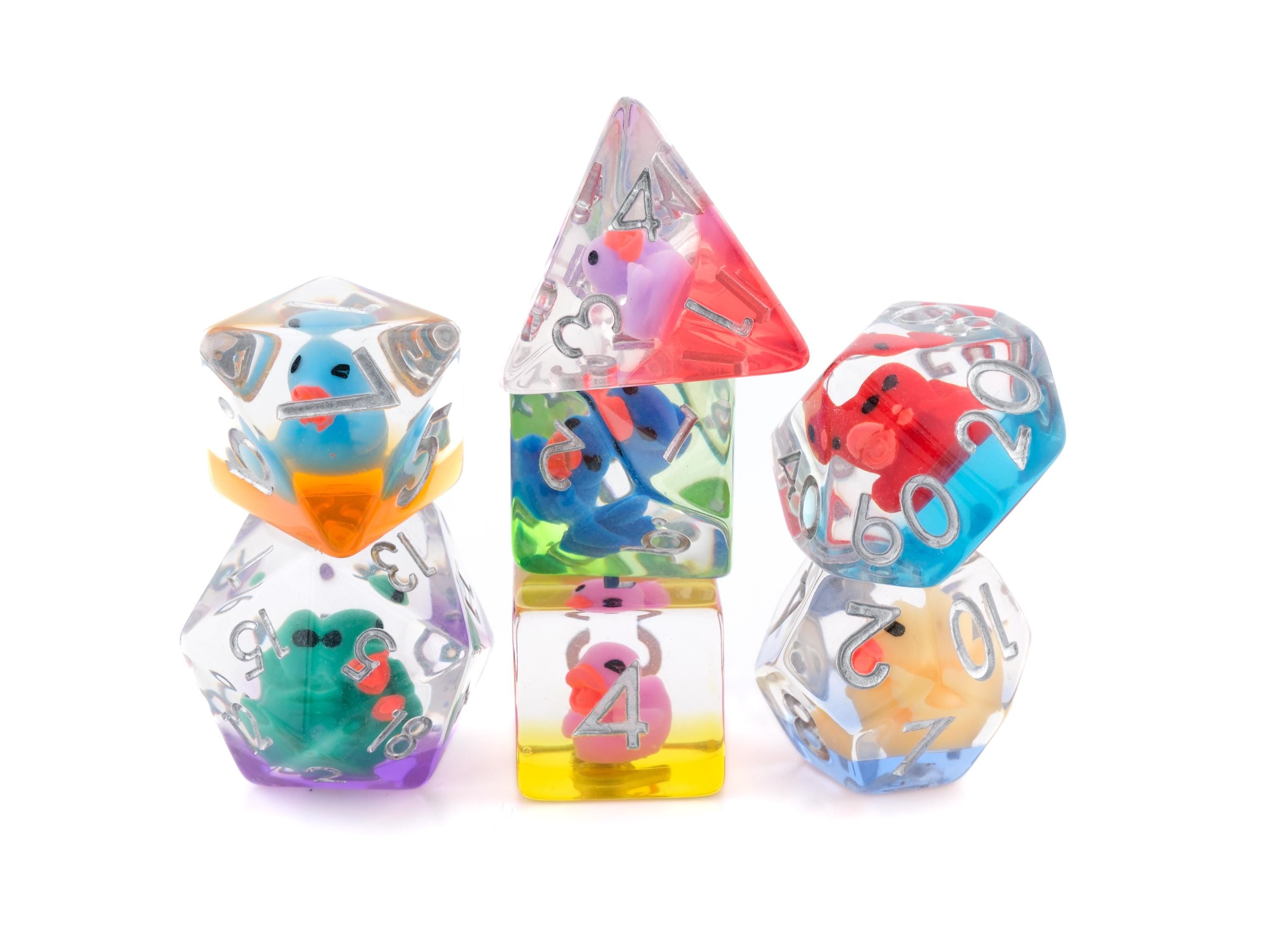 Rubber Duck Resin DnD Dice Set: 7-Piece Bird RPG Dice