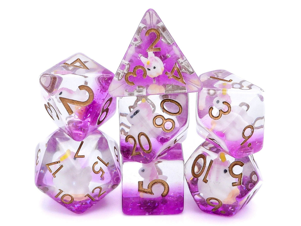 Unicorn Resin DnD Dice Set: 7-Piece RPG Dice