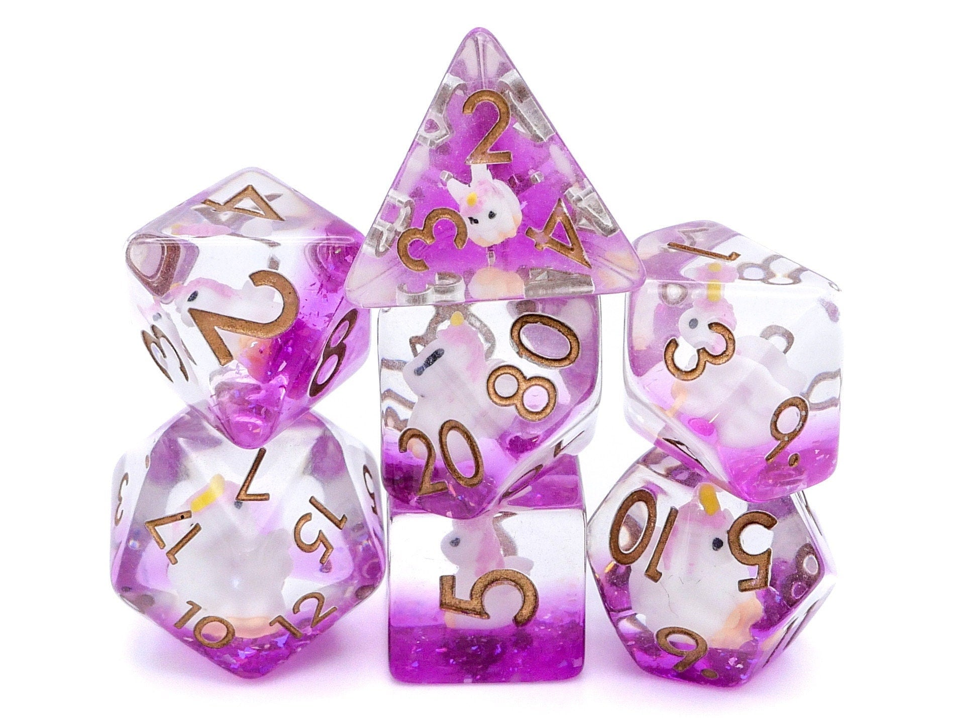 Unicorn Resin DnD Dice Set: 7-Piece RPG Dice