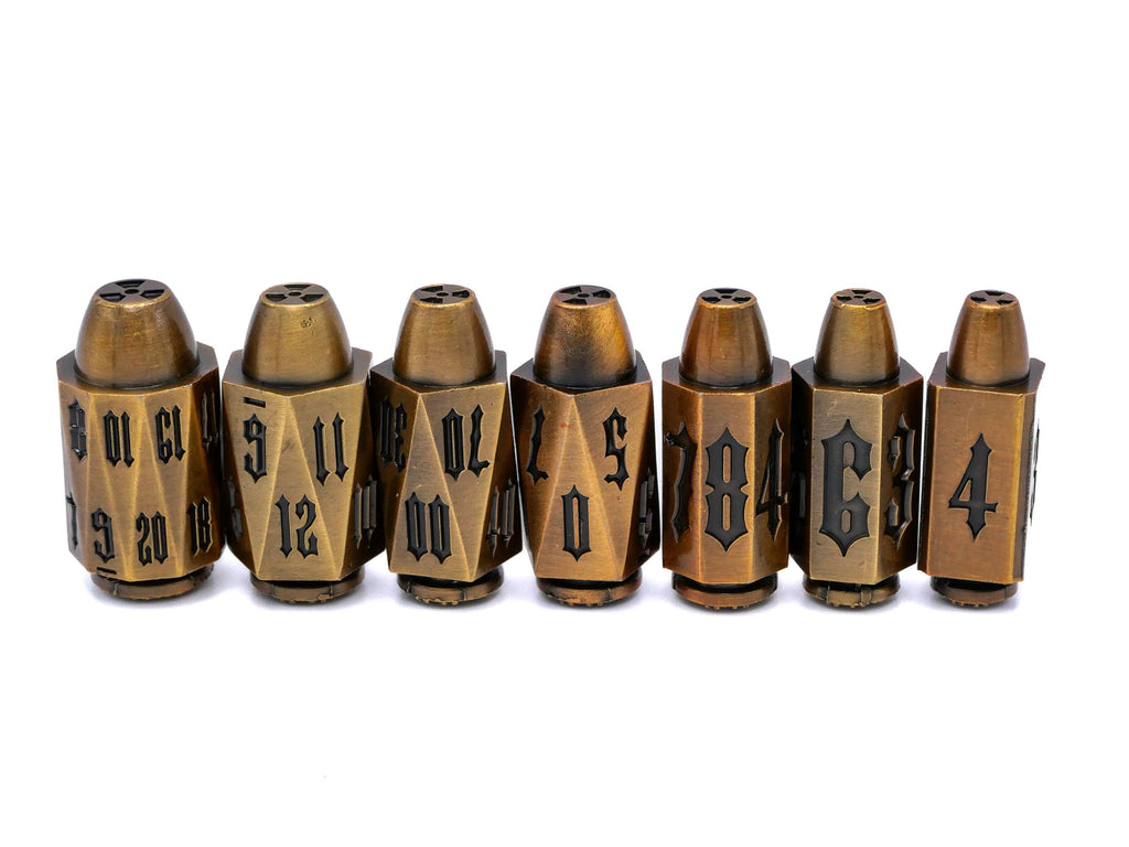 Bullet Metal DnD Dice Set | 7 Piece RPG Dice Set | Ammo Dice | Dungeons & Dragons | Weapon Ammo | Tabletop RPG | Nerdy Gamer Gift