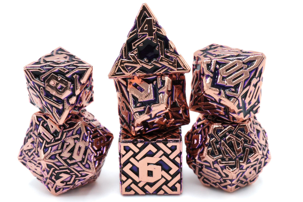 Maze Runner Metal DnD Dice Set: 7-Piece Labyrinth RPG Dice for Dungeons and Dragons
