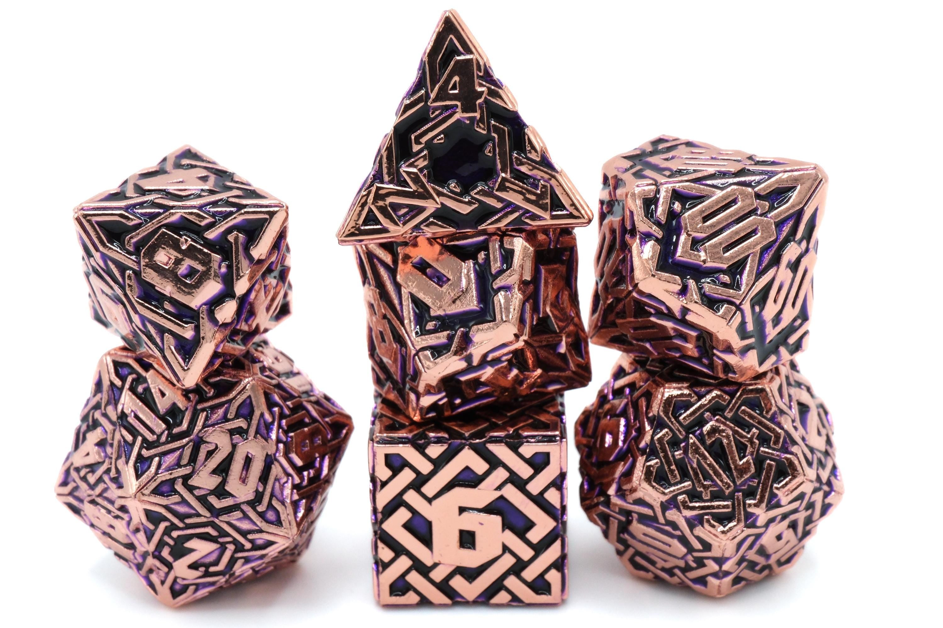 Maze Runner Metal DnD Dice Set: 7-Piece Labyrinth RPG Dice for Dungeons and Dragons