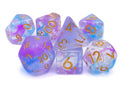 Spotlight Vortex Resin DnD Dice Set: 7 Piece Glitter RPG Dice