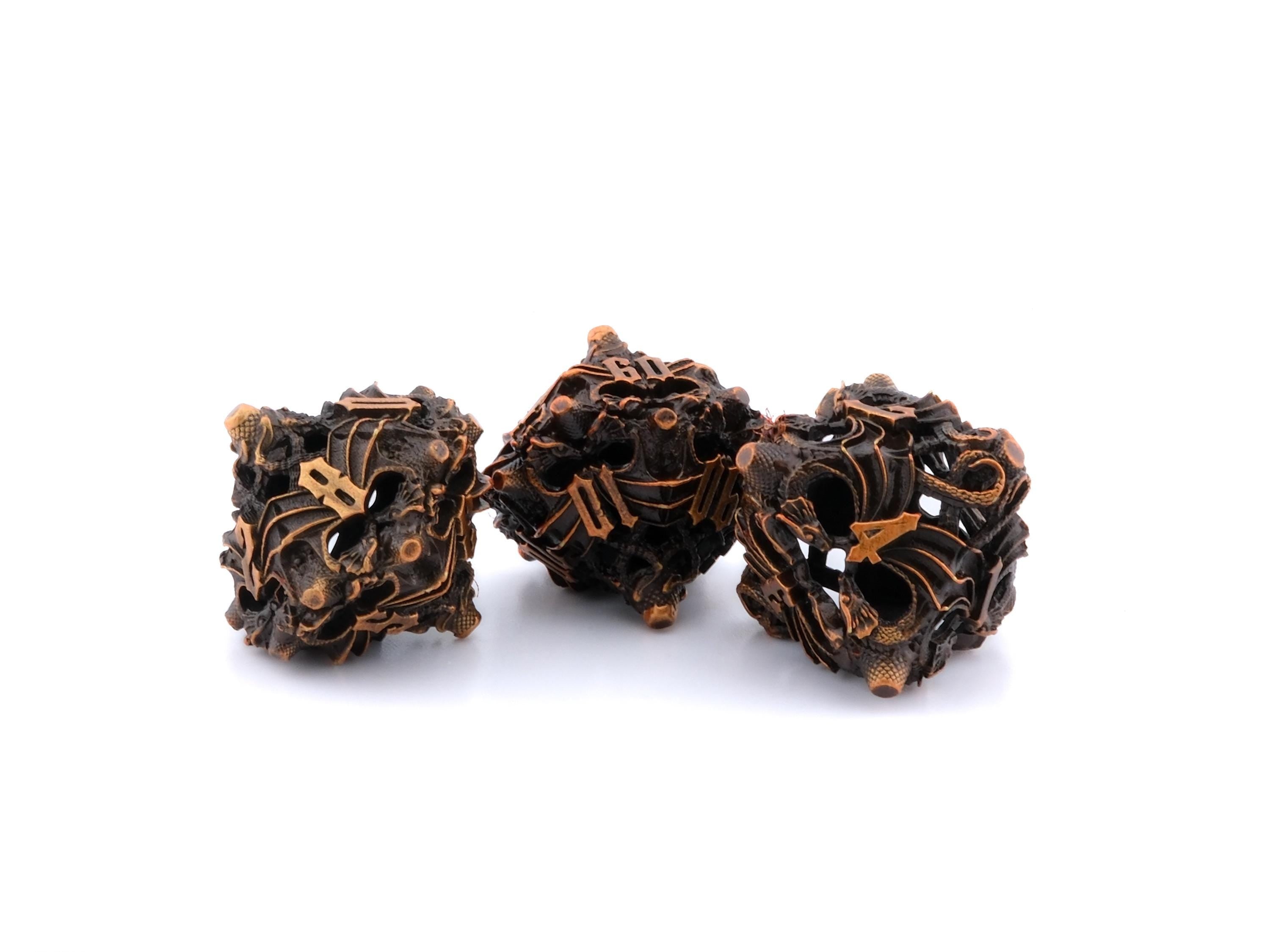 Dueling Dragons Metal DnD Dice Set: 7 Piece Wyvern RPG Dice