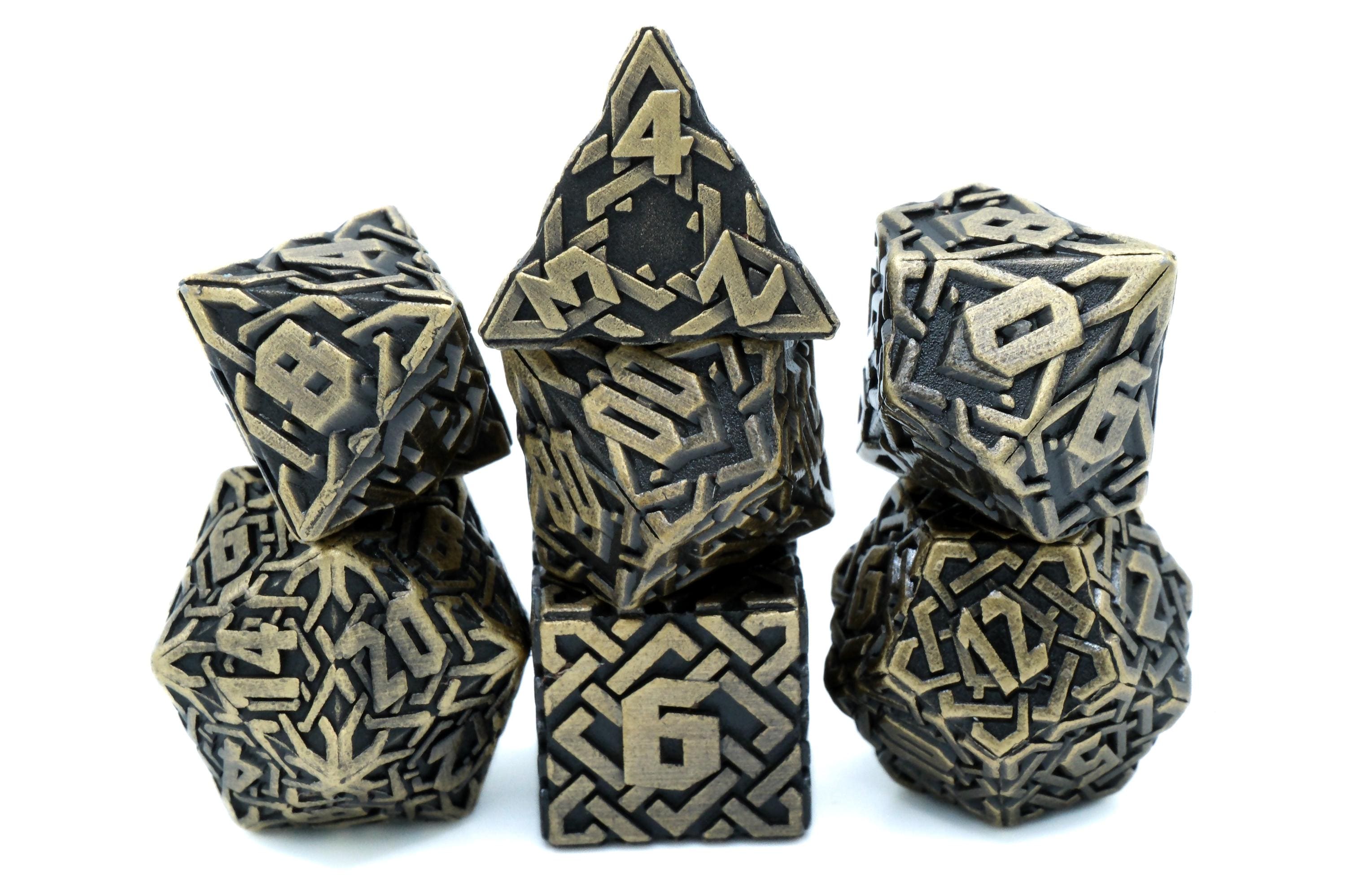 Maze Runner Metal DnD Dice Set: 7-Piece Labyrinth RPG Dice for Dungeons and Dragons