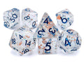 Star Cluster Resin DnD Dice Set: 7 Piece Copper Foil Glitter RPG Dice
