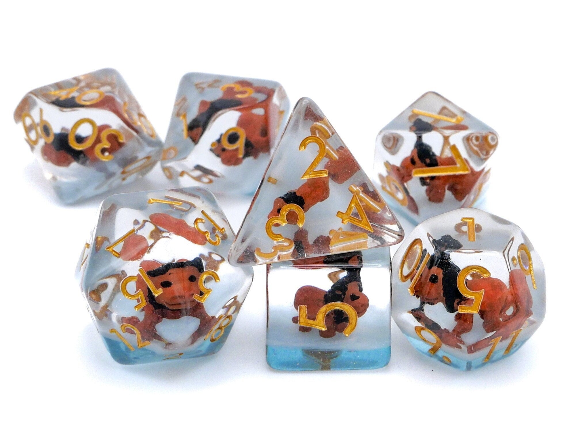 Lion Resin DnD Dice Set: 7 Piece Wild Feline RPG Dice