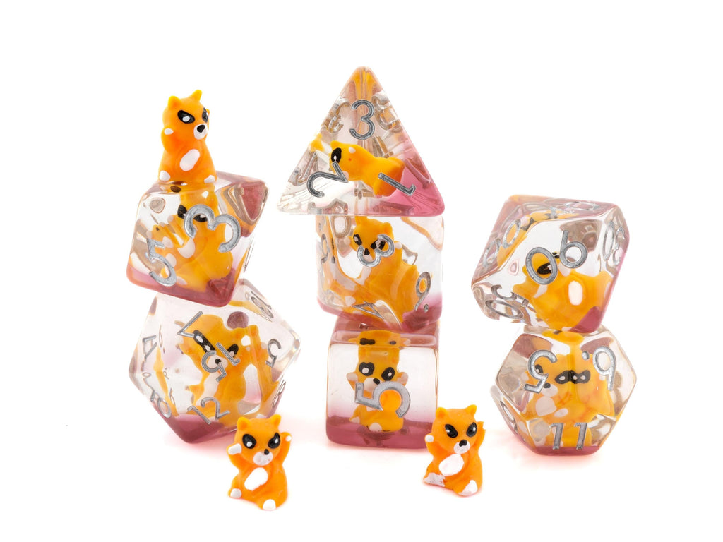 Cat Resin DnD Dice Set: 7 Piece Feline RPG Dice
