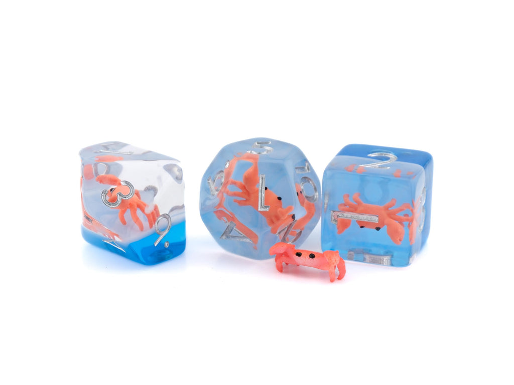 Crab Resin DnD Dice Set: 7 Piece Clawed Crustacean RPG Dice