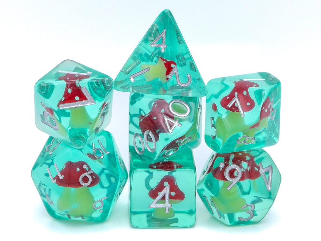 Mushroom Reain DnD Dice Set: 7 Piece Fungus RPG Dice, 10+ Colors